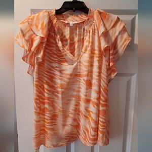 Orange and White Zebra Print Blouse